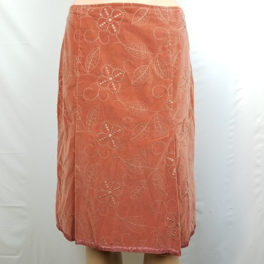 Cynthia Steffe Skirt Velvet 6 Embroidered Rust